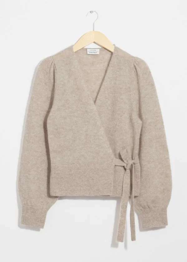 and Other Stories MohairBlend Knitted Wrap Cardigan Beige Women Knitwear