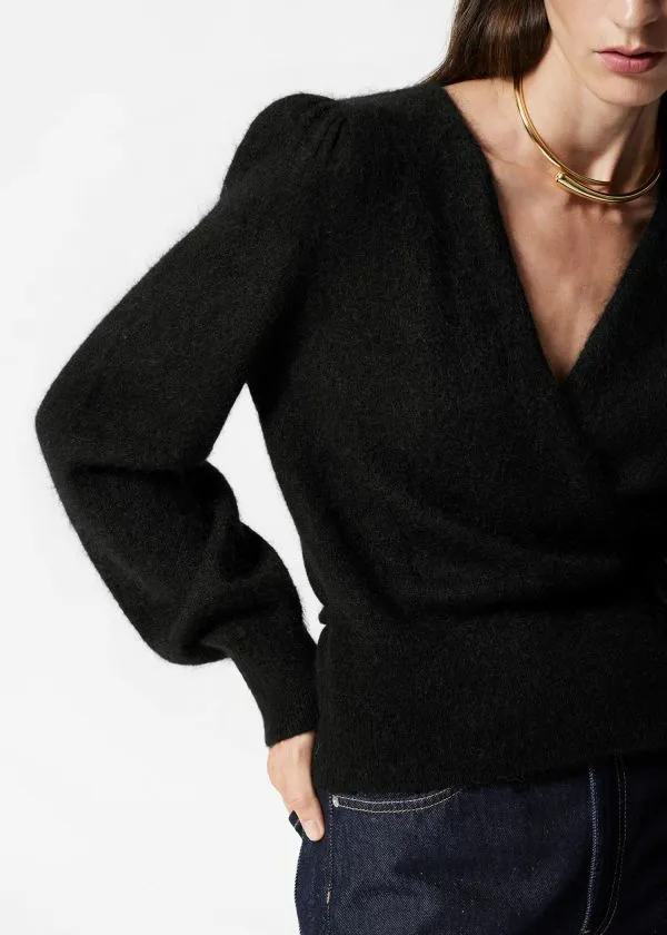 and Other Stories MohairBlend Knitted Wrap Cardigan Black Women Knitwear