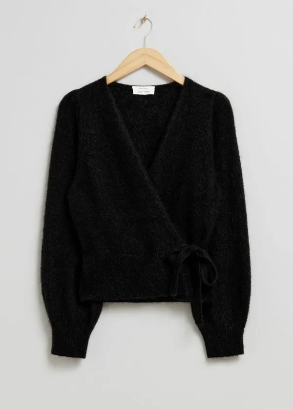 and Other Stories MohairBlend Knitted Wrap Cardigan Black Women Knitwear