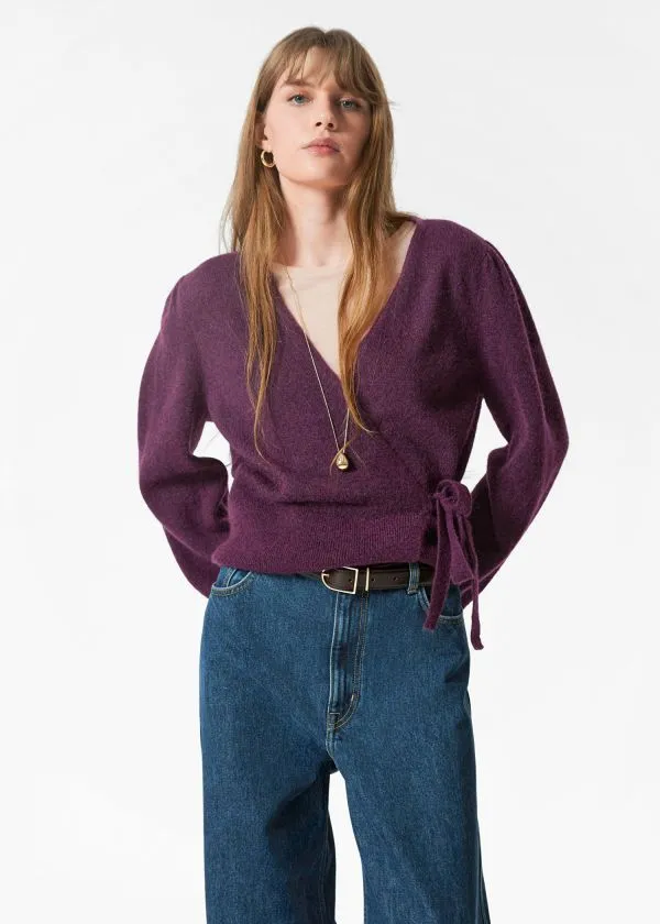and Other Stories MohairBlend Knitted Wrap Cardigan Plum Women Knitwear