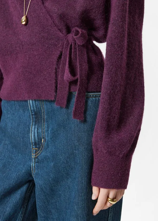 and Other Stories MohairBlend Knitted Wrap Cardigan Plum Women Knitwear