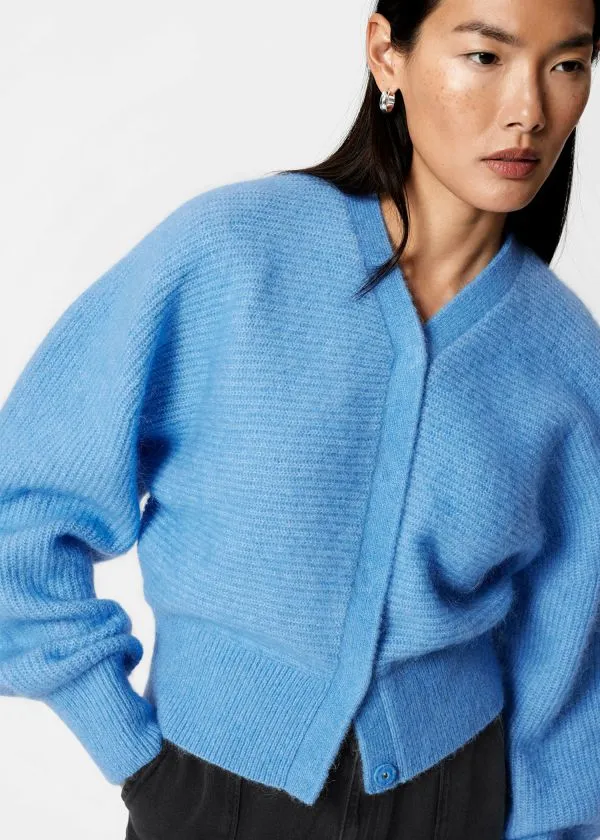 and Other Stories MohairBlend RibKnit Cardigan Blue Women Knitwear and Other Stories MohairBlend RibKnit Cardigan Blue Women Knitwear