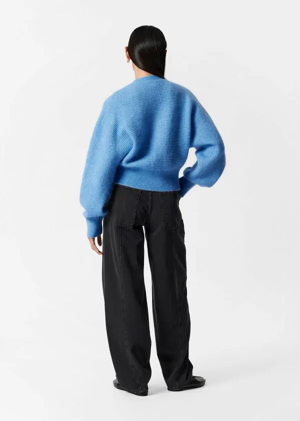 and Other Stories MohairBlend RibKnit Cardigan Blue Women Knitwear and Other Stories MohairBlend RibKnit Cardigan Blue Women Knitwear