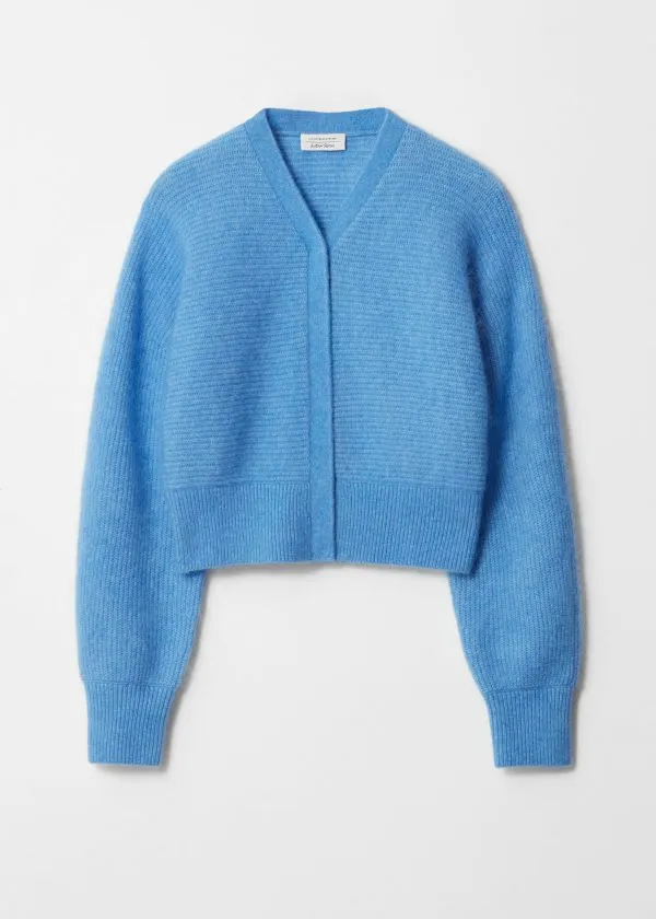 and Other Stories MohairBlend RibKnit Cardigan Blue Women Knitwear and Other Stories MohairBlend RibKnit Cardigan Blue Women Knitwear