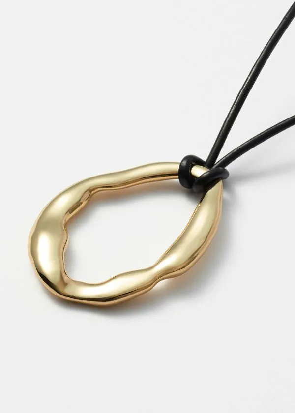 and Other Stories Molded Pendant Cord Necklace Gold Women Necklaces