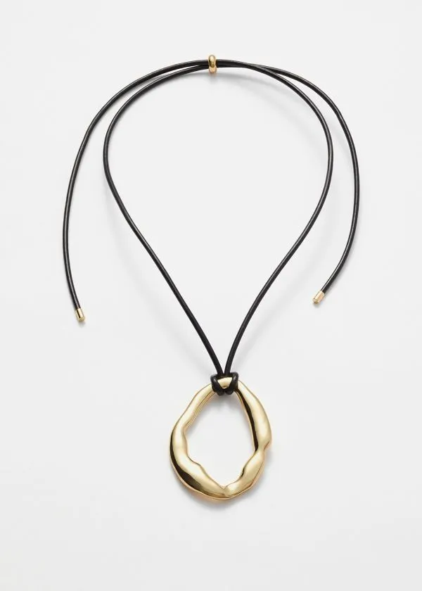 and Other Stories Molded Pendant Cord Necklace Gold Women Necklaces