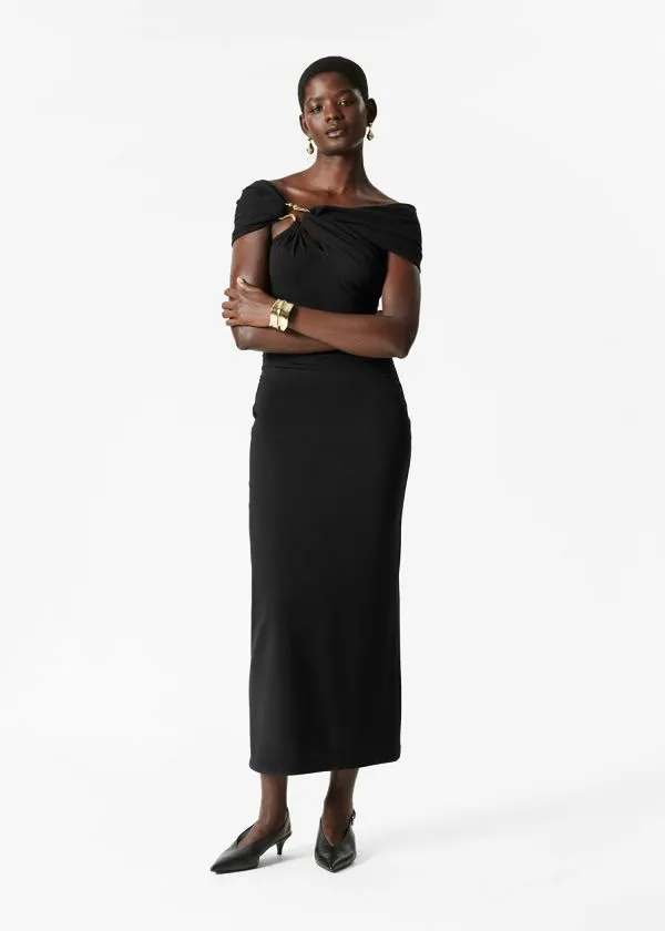 and Other Stories OffShoulder Maxi Dress Black Women Dresses