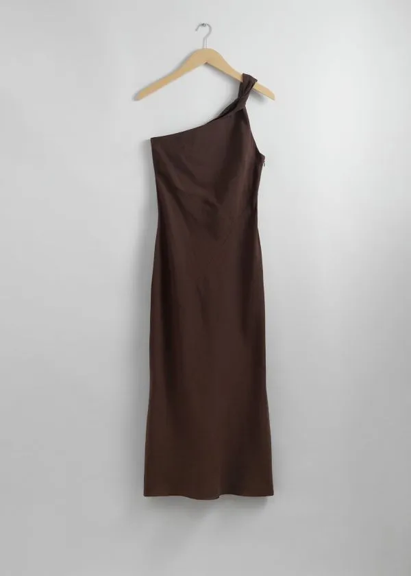 and Other Stories OneShoulder Midi Dress Brown Women Dresses
