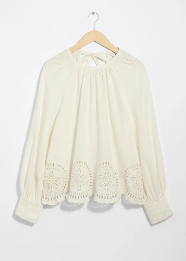 and Other Stories OpenBack Linen Blouse White Women Blouses and Shirts