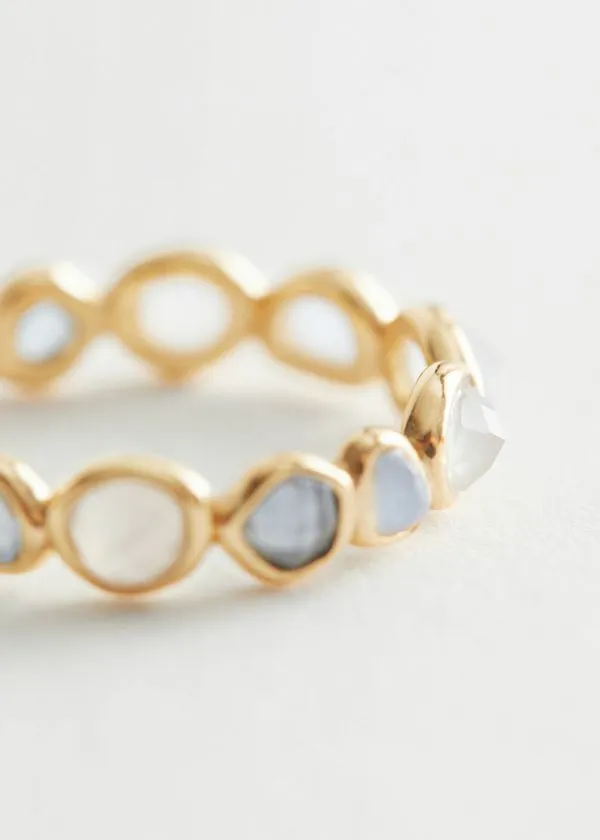 and Other Stories Organic Glass Stone Ring Blue Stones Women Rings