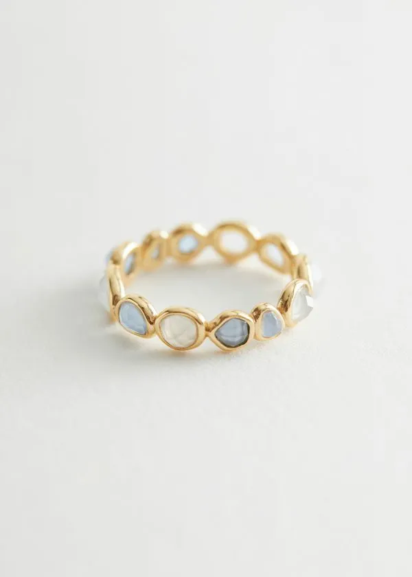 and Other Stories Organic Glass Stone Ring Blue Stones Women Rings