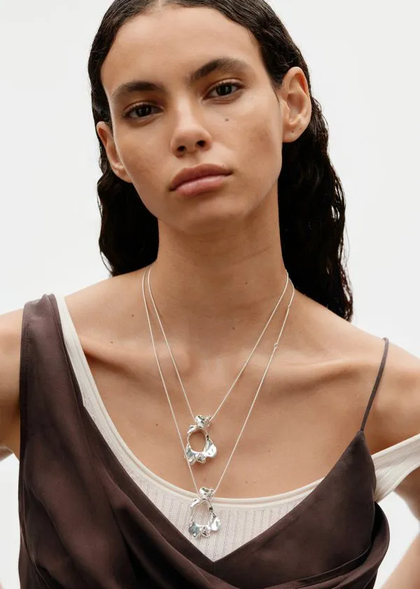 and Other Stories OrganicShaped Silver Necklace Silver Women Necklaces