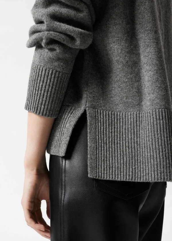and Other Stories Oversized Merino Knit Cardigan Grey Women Knitwear