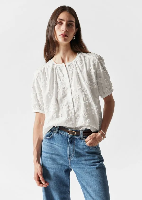 and Other Stories Oversized PuffSleeve Blouse White Women Blouses and Shirts