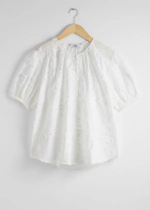 and Other Stories Oversized PuffSleeve Blouse White Women Blouses and Shirts