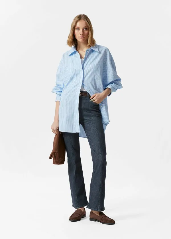 and Other Stories Oversized Shirt Light Blue Stripes Women Blouses and Shirts