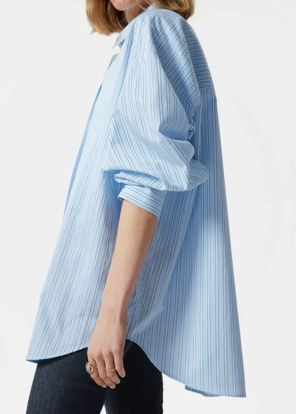 and Other Stories Oversized Shirt Light Blue Stripes Women Blouses and Shirts