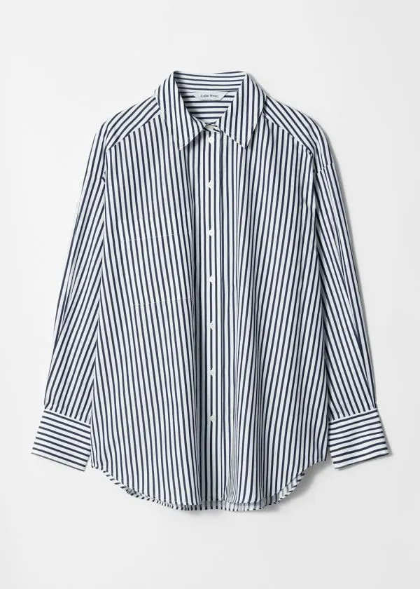 and Other Stories Oversized Shirt Navy Stripes Women Blouses and Shirts
