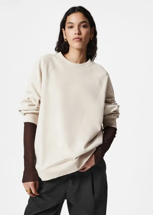 and Other Stories Oversized Sweatshirt Ecru Women Tops and Tshirts