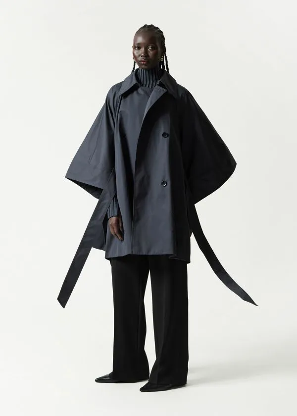and Other Stories Oversized Trenchcoat Cape Navy Women Jackets and Coats