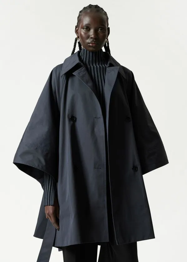 and Other Stories Oversized Trenchcoat Cape Navy Women Jackets and Coats