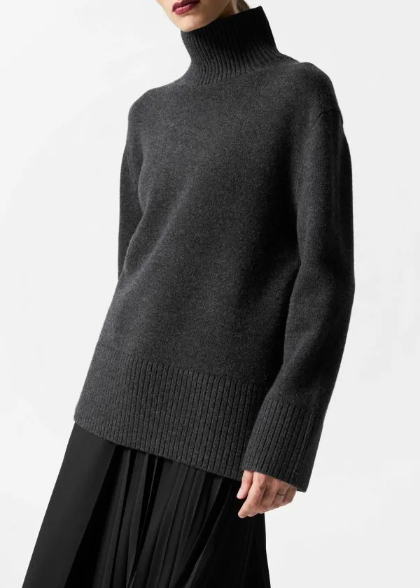 and Other Stories Oversized Turtleneck Wool Jumper Black Women Knitwear
