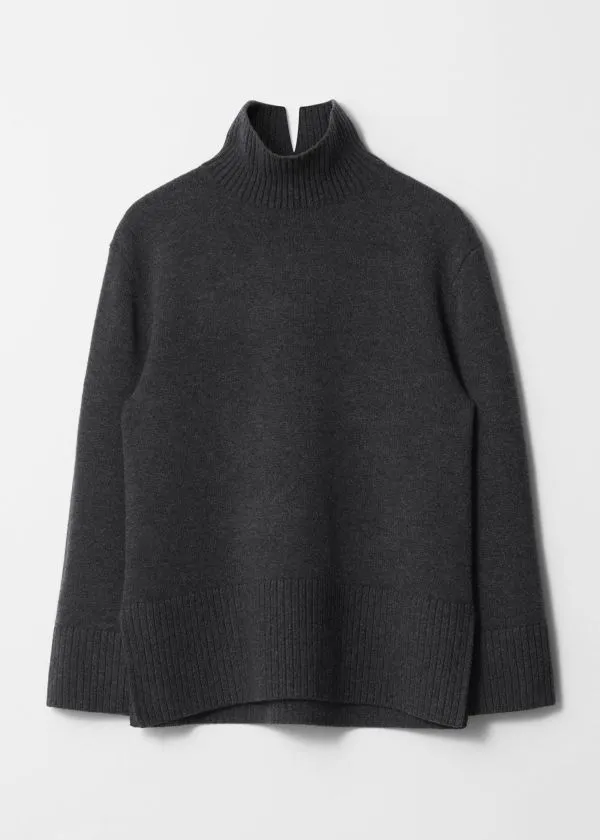 and Other Stories Oversized Turtleneck Wool Jumper Black Women Knitwear