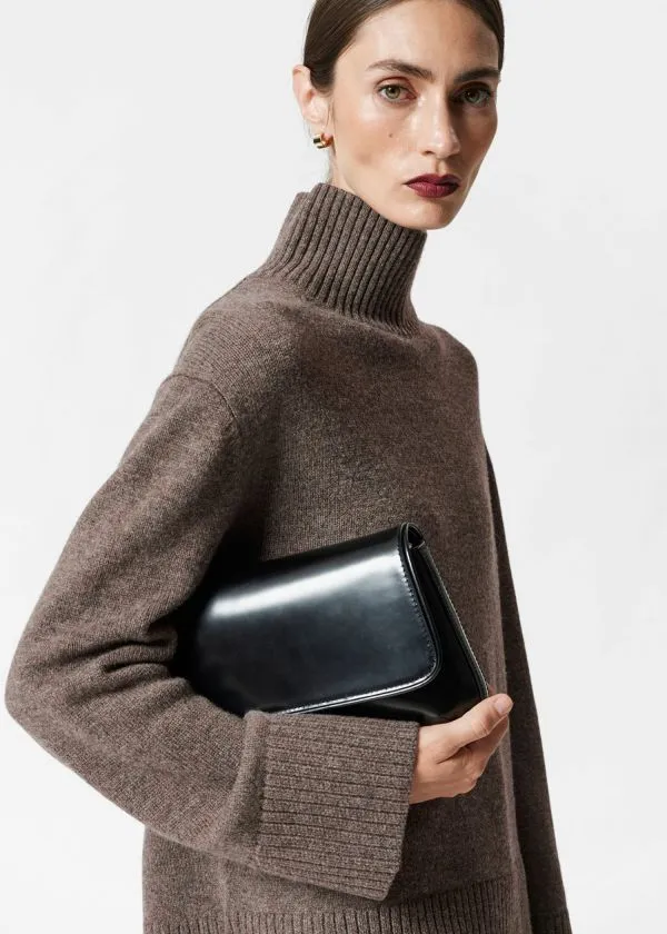 and Other Stories Oversized Turtleneck Wool Jumper Dark Mole Women Knitwear