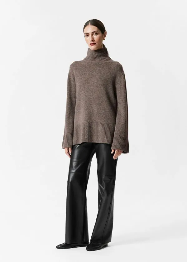 and Other Stories Oversized Turtleneck Wool Jumper Dark Mole Women Knitwear