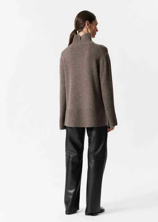 and Other Stories Oversized Turtleneck Wool Jumper Dark Mole Women Knitwear