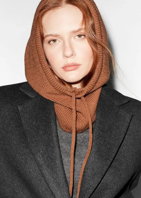 and Other Stories Oversized Wool Balaclava Brown Women Headwear and Other Stories Oversized Wool Balaclava Brown Women Headwear