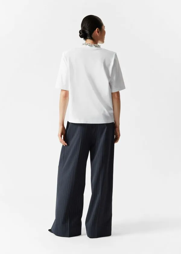and Other Stories PaddedShoulder Cotton TShirt White Women Tops and Tshirts