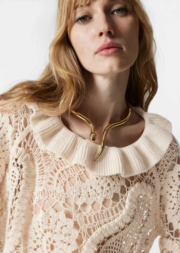 and Other Stories PaisleyCrochet Blouse Beige Women Tops and Tshirts