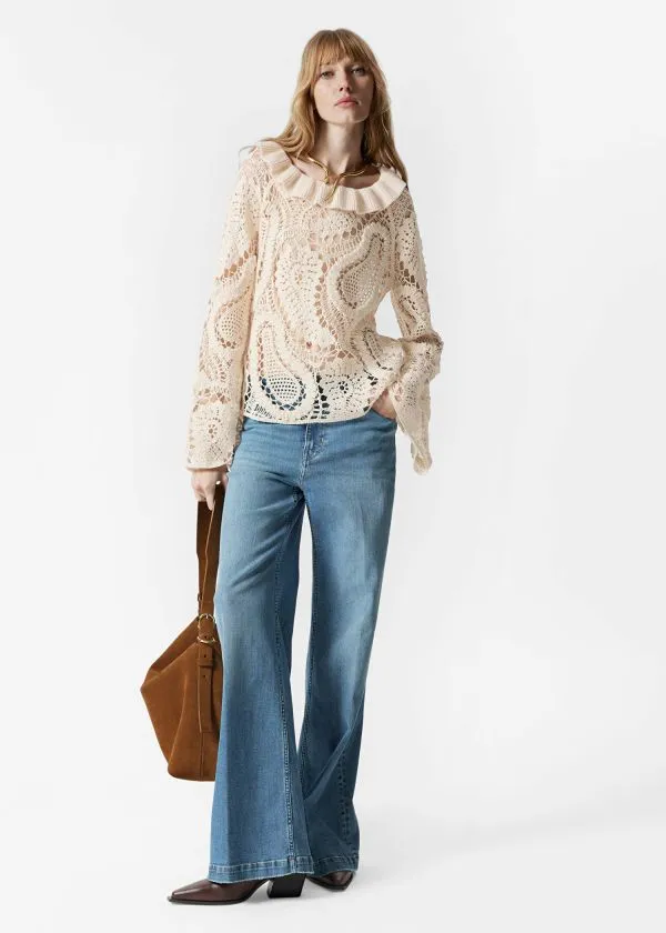 and Other Stories PaisleyCrochet Blouse Beige Women Tops and Tshirts