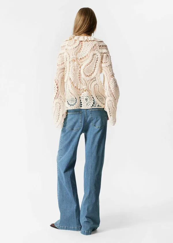 and Other Stories PaisleyCrochet Blouse Beige Women Tops and Tshirts