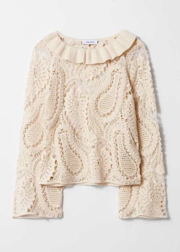 and Other Stories PaisleyCrochet Blouse Beige Women Tops and Tshirts