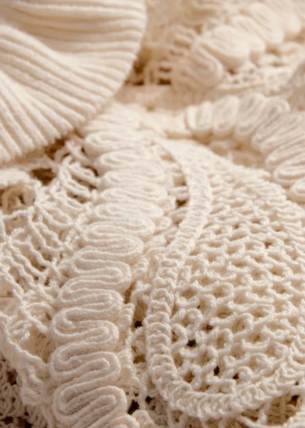 and Other Stories PaisleyCrochet Blouse Beige Women Tops and Tshirts