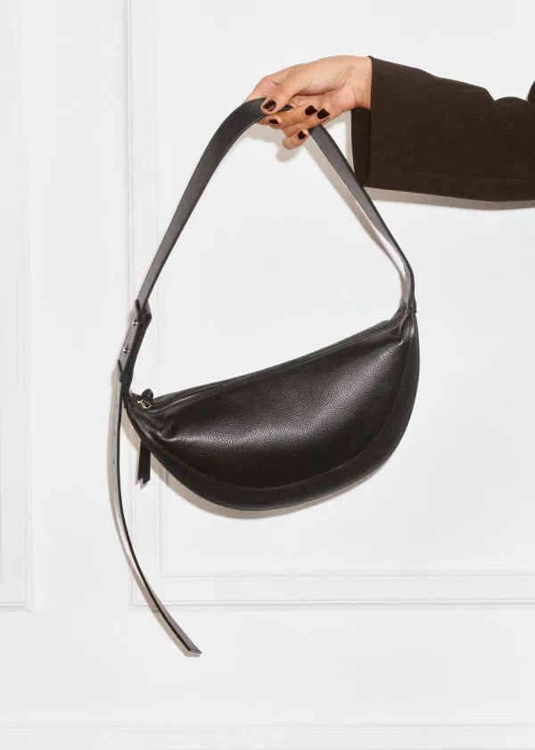 and Other Stories Paneled Leather Bag Black Women Shoulder Bags