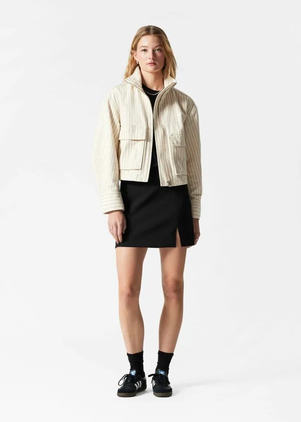 and Other Stories PatchPocket Jacket Cream Pinstripe Women Jackets and Coats