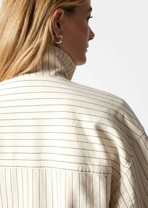 and Other Stories PatchPocket Jacket Cream Pinstripe Women Jackets and Coats