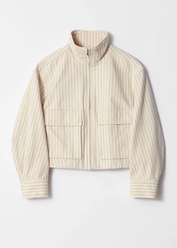 and Other Stories PatchPocket Jacket Cream Pinstripe Women Jackets and Coats