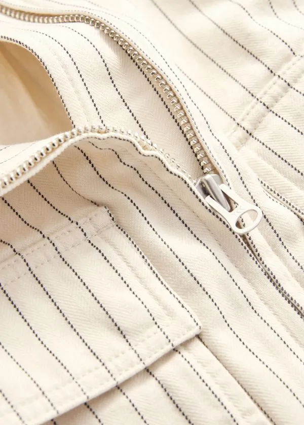 and Other Stories PatchPocket Jacket Cream Pinstripe Women Jackets and Coats