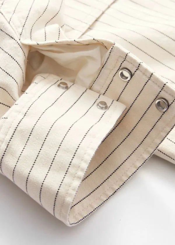 and Other Stories PatchPocket Jacket Cream Pinstripe Women Jackets and Coats