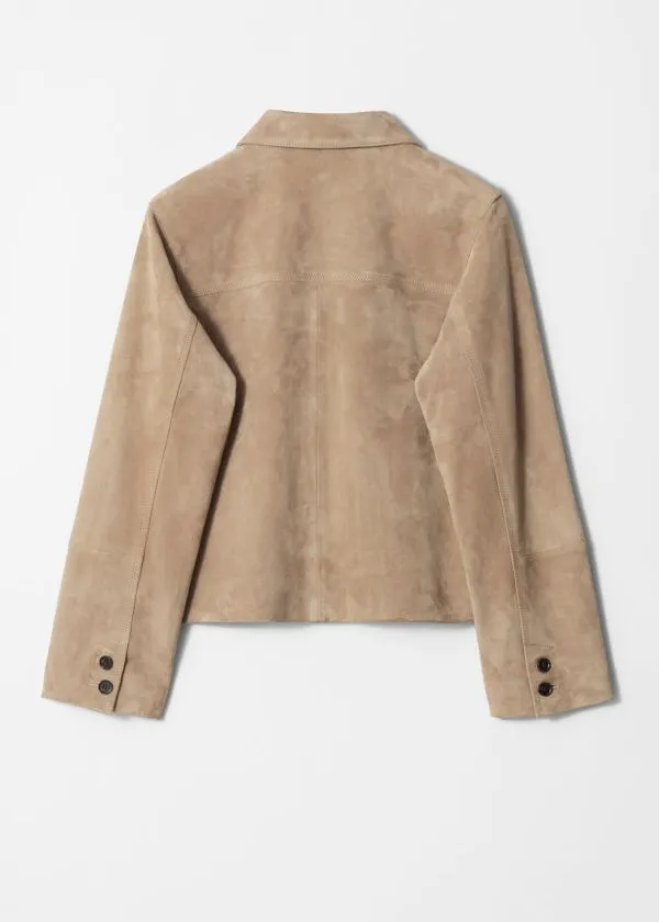 and Other Stories PatchPocket Leather Jacket Beige Women Jackets and Coats