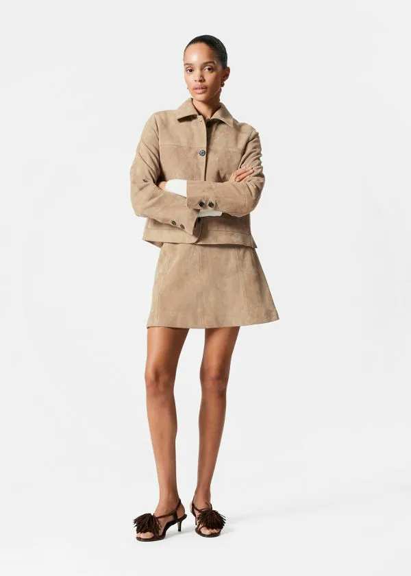and Other Stories PatchPocket Leather Jacket Beige Women Jackets and Coats