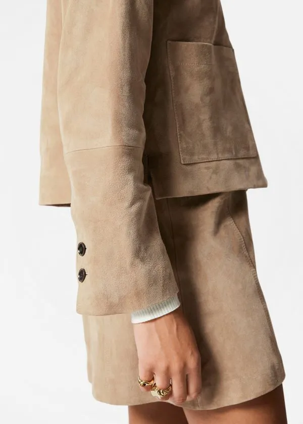 and Other Stories PatchPocket Leather Jacket Beige Women Jackets and Coats
