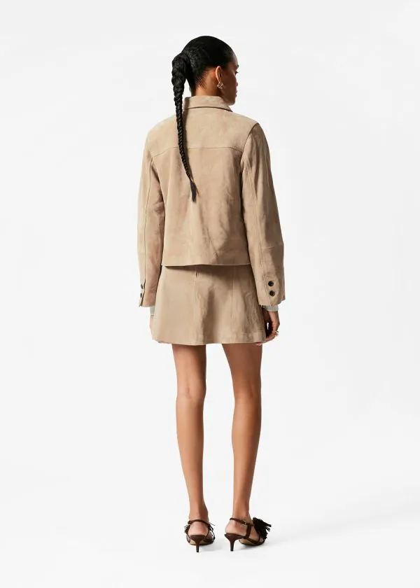 and Other Stories PatchPocket Leather Jacket Beige Women Jackets and Coats