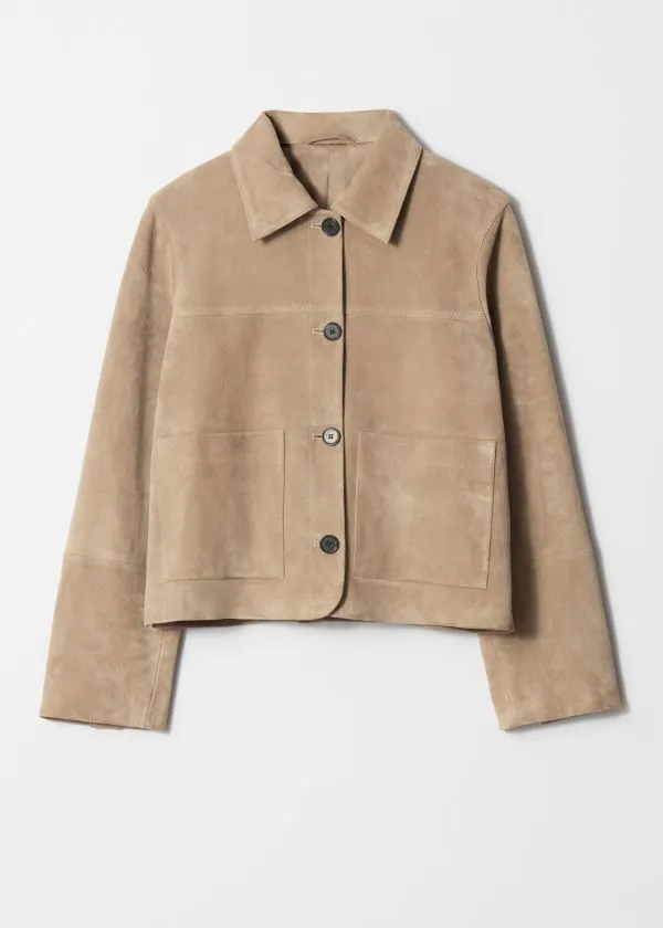 and Other Stories PatchPocket Leather Jacket Beige Women Jackets and Coats