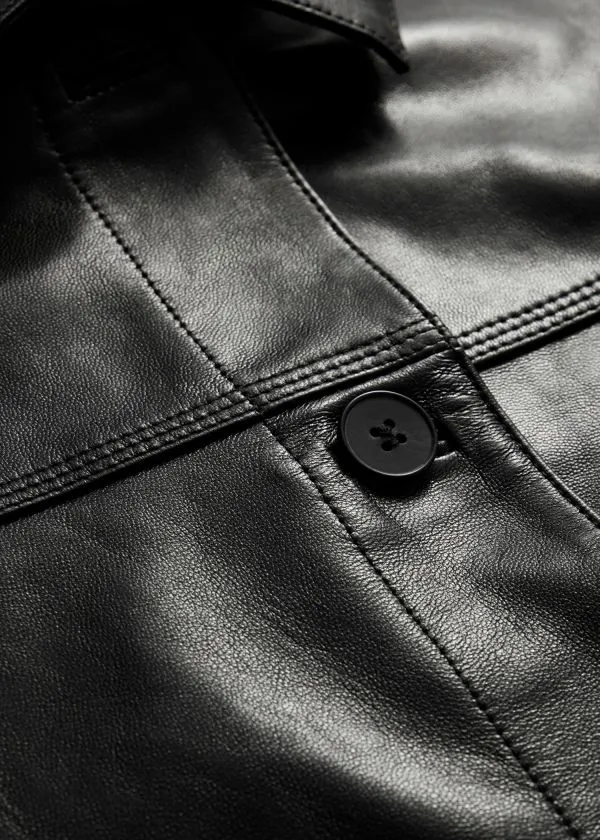 and Other Stories PatchPocket Leather Jacket Black Women Jackets and Coats