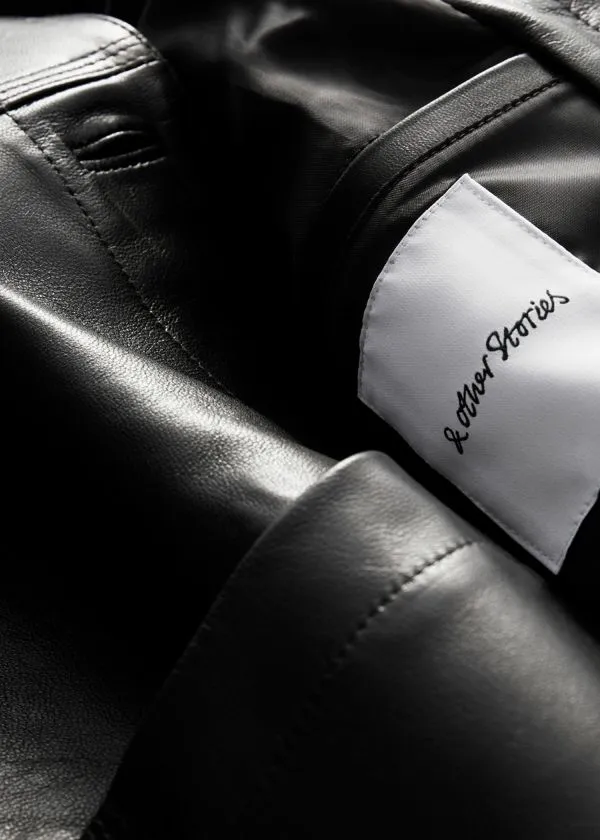 and Other Stories PatchPocket Leather Jacket Black Women Jackets and Coats
